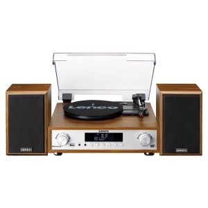 Lenco MC-160WD Sound System With Turntable, DAB+ FM Radio/USB/Bluetooth Wood Finish