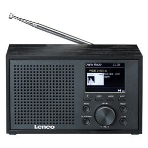 LENCO DAR-017BK Digital Radio, Portable, DAB+, Dual Alarm, Bluetooth, FM, Oakwood, Black, H10.3xW17.0xD9.70 cm