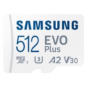 SAMSUNG Evo Plus MicroSDXC 512GB Memory Card, Class 10, A2, U3, 4K, V30, 160MB/s Read, 130MB/s Write, MB-MC512SA/EU