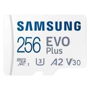SAMSUNG Evo Plus MicroSDXC 256GB Memory Card, Class 10, A2, U3, 4K, V30, 160MB/s Write, with adapter, MB-MC256SA/EU