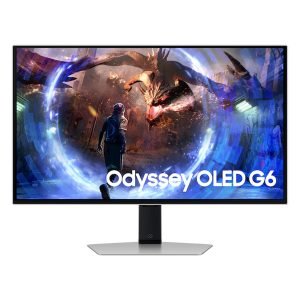 SAMSUNG Odyssey G6 G60SD 27'' Quad-HD LED Monitor, OLED, 360Hz, Frameless, Height-Adjustable, 0.03ms, 1*DP/2*HDMI, Silver, H55.4xW61.2xD26.4 cm