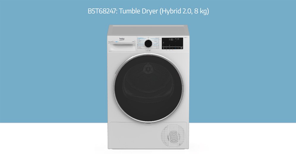 beko b5t68247 8kg heat pump free-standing tumble dryer