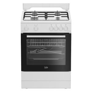 BEKO FBGT62110GWO 60Ltr Gas Cooker 4*Burners, Free Standing, 60cm wide, Grill, Halogen Illumination, White, H85.0xW60.0xD60.0 cm, 3 Year Warranty