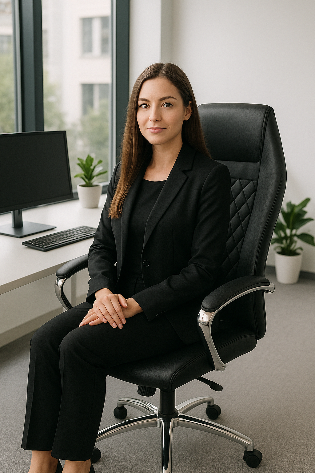 belem sicily office chair, pu leather, black