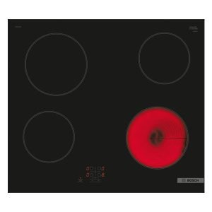 BOSCH PKE61RAA2E Series 4 Built-in Vitroceramic Hob, 4*Burners, 60cm wide, Touch Control, LED timer, Black, H4.50xW59.2xD52.2 cm, 5 Year Warranty, 4242005280377