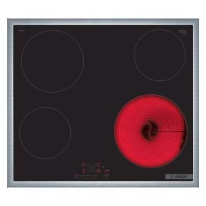 BOSCH PKE645BB2E Built-in Electric Hob, 4*Burners, 59cm wide, Touch Control, LED display, Black, H4.80xW58.3xD51.3 cm
