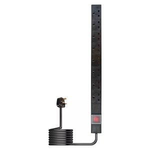 FLEXICON FLE101.8715 Accessory for Data Cabinet, Power Distribution Unit, for 19'' racks, (PDU) 8-Way Vertical, 1.5U UK, 3m cable Surge Protected, Black