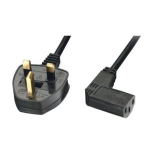 FLEXICON 270046 UK Power Cable 1.5m, Female, IEC socket, 10A, 90-degree, 3-pin-plug, Black