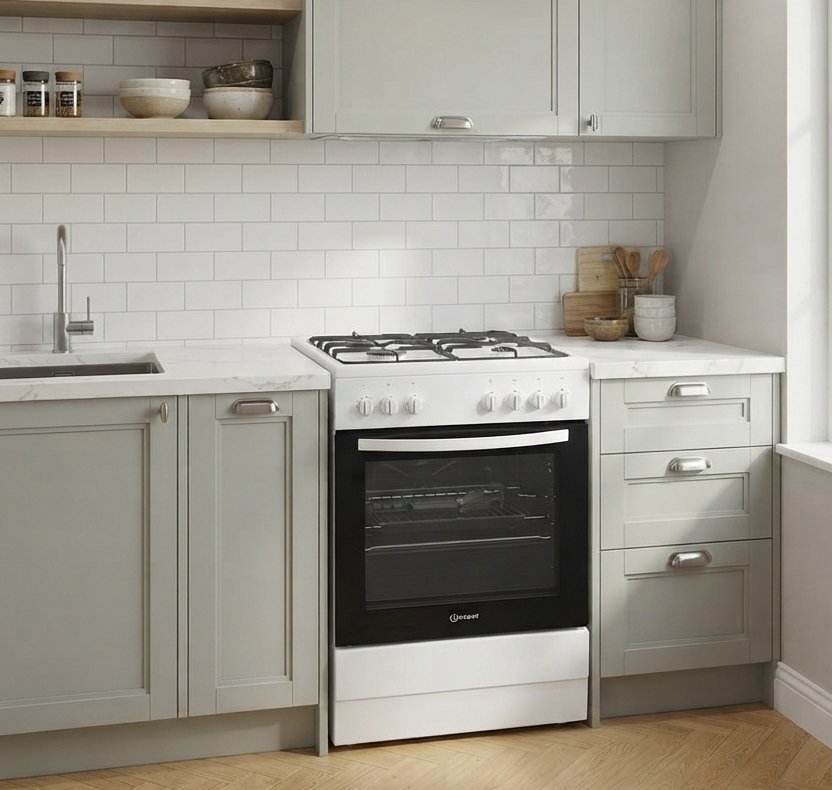 indesit i6g3pmw 73ltr electric/gas 4*burners cooker