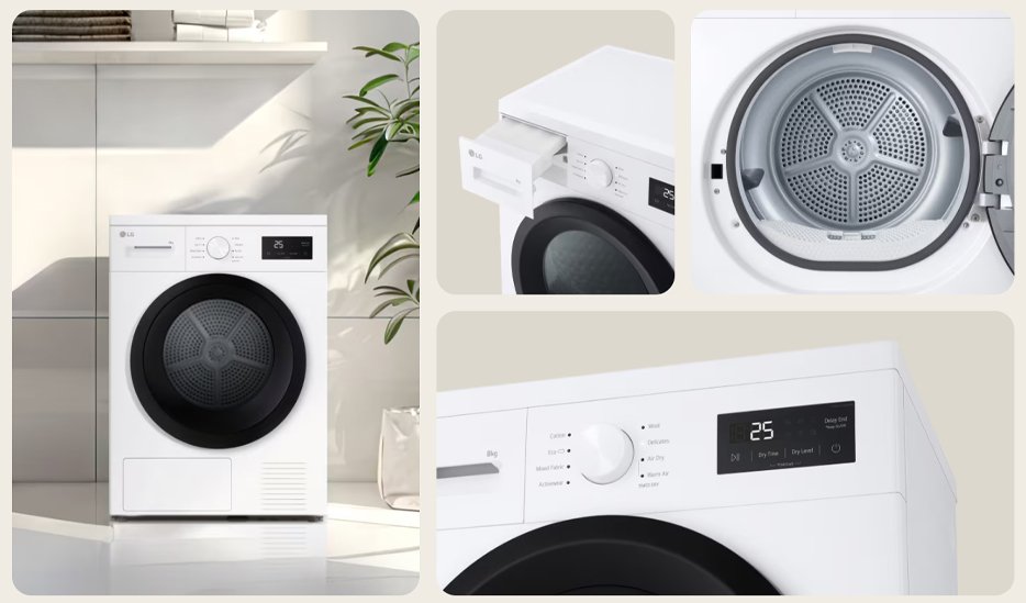 lg rna1008nwk 8kg heat pump free-standing tumble dryer