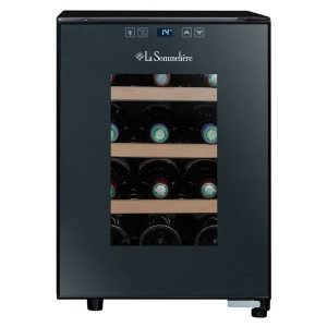 LASOMMELIERE LS12SILENCE 12 Bottles Wine Cooler Free-Standing, One-zone, 3 Steel wire shelves, 12x0.75Ltr bottles, Digital Thermometer, F(new), Black/Gray, H48.0xW34.5xD46.0 cm