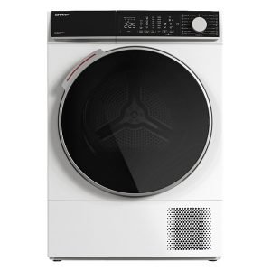 SHARP KD-NHL8S9GW3 8kg Heat Pump Tumble Dryer, Free-Standing, Inverter-Motor, 15 programs, Large Display, Sensor Drying System, A+++, White, H84.5xW59.6xD56.3 cm, 3 Year Warranty, 4550556144452 (C)
